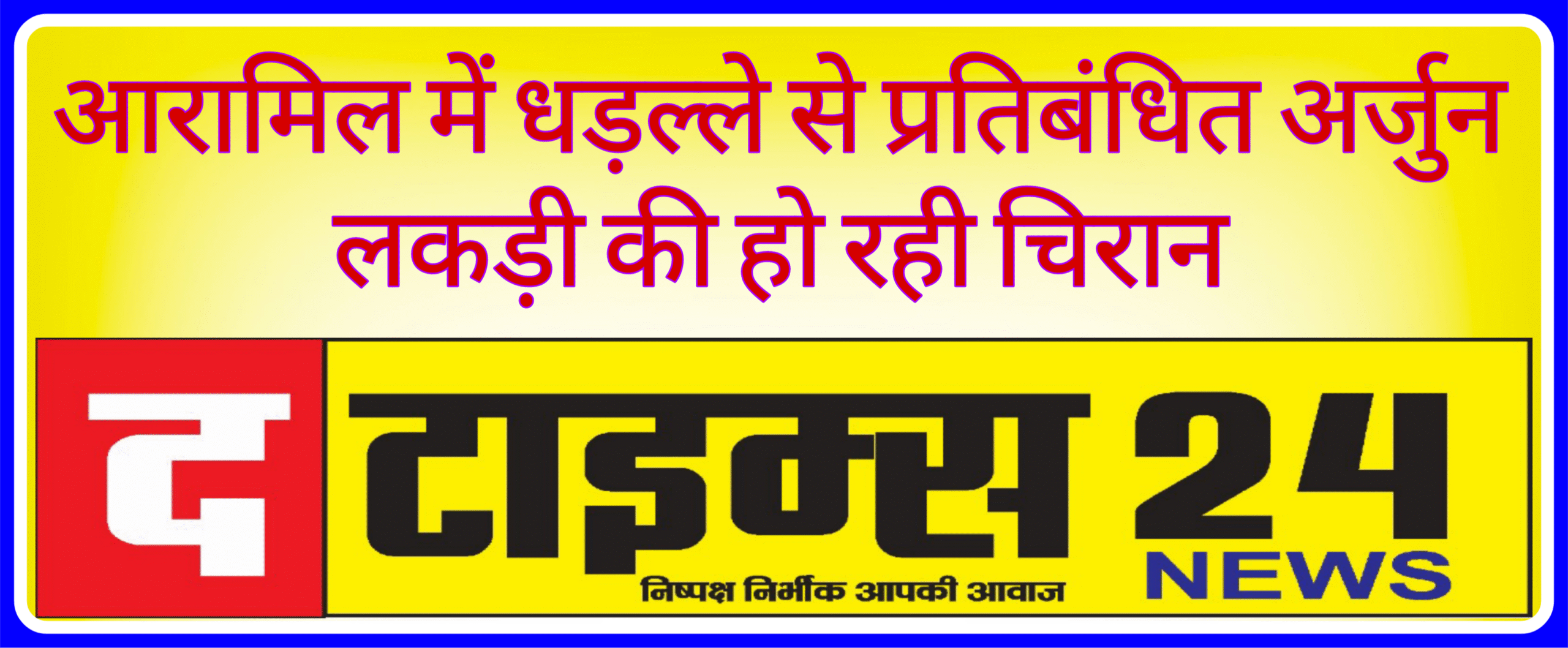 आरामिल में धड़ल्ले से प्रतिबंधित अर्जुन लकड़ी की हो रही चिरान।